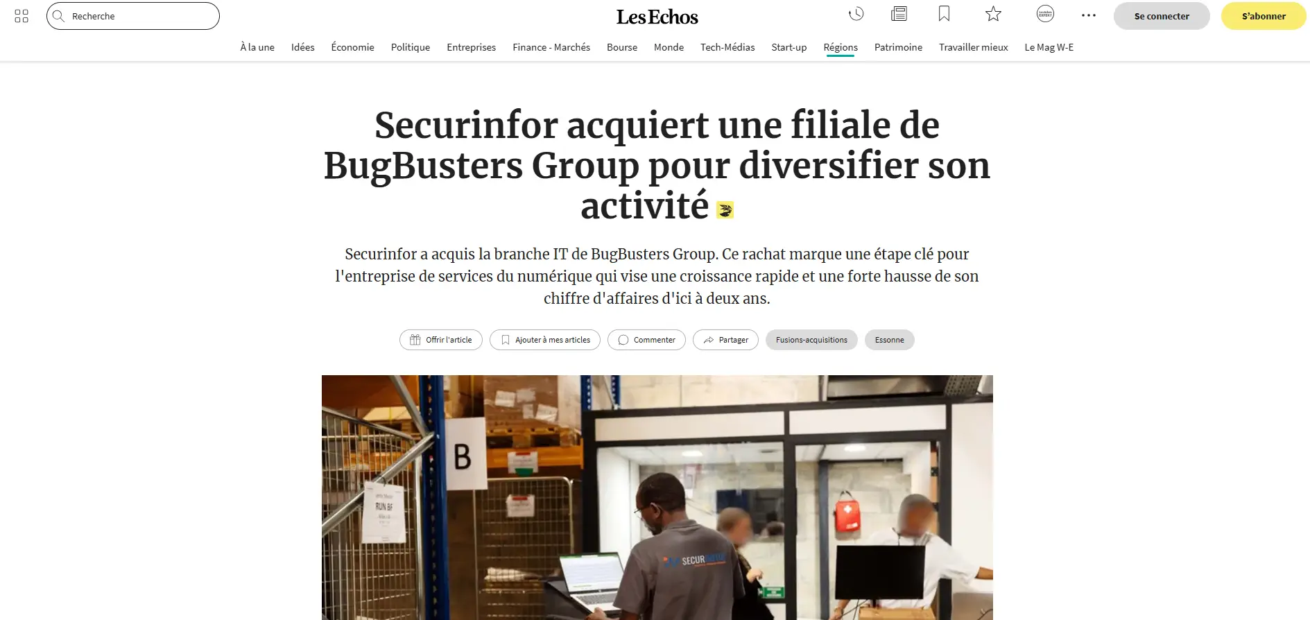 SECURINFOR dans Les Echos